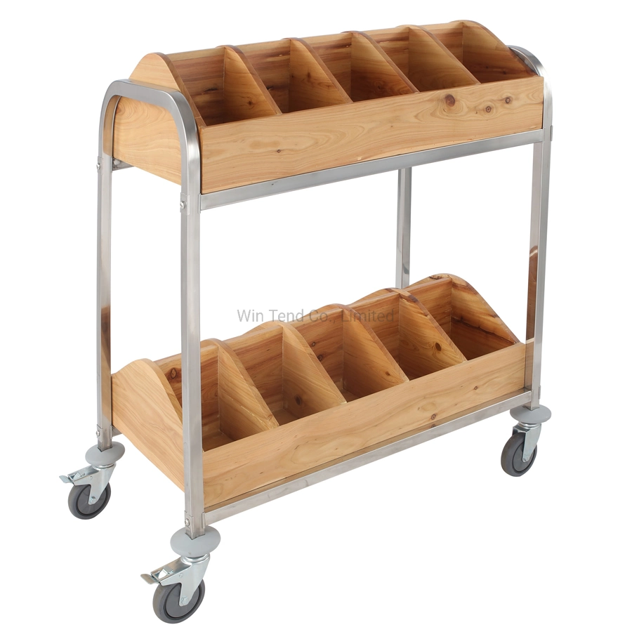 Separated Style Wooden Wine Storage Rack Cart with 2-Tiers