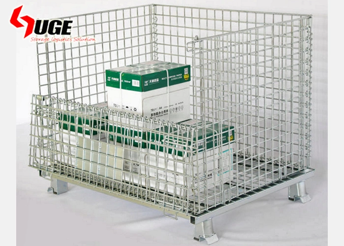 Véritable Gitterbox de type industriel de métal galvanisé à chaud boîte pliable Mesh cage de stockage de palettes de conteneur de fil