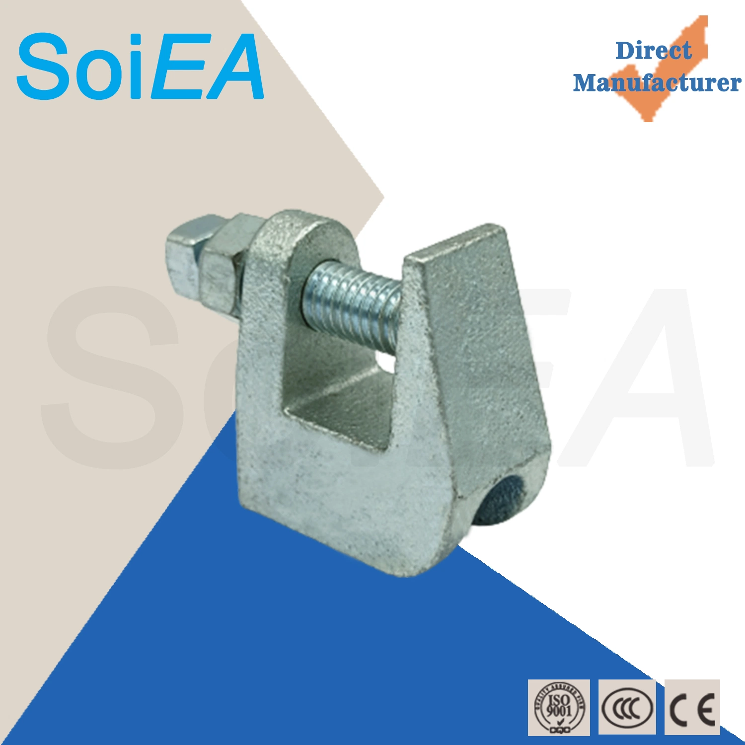 Wholesale/Supplier Order Electrical Cable Conduit Zinc Plated Square Head Steel Nuts Malleable Iron Beam Clamps