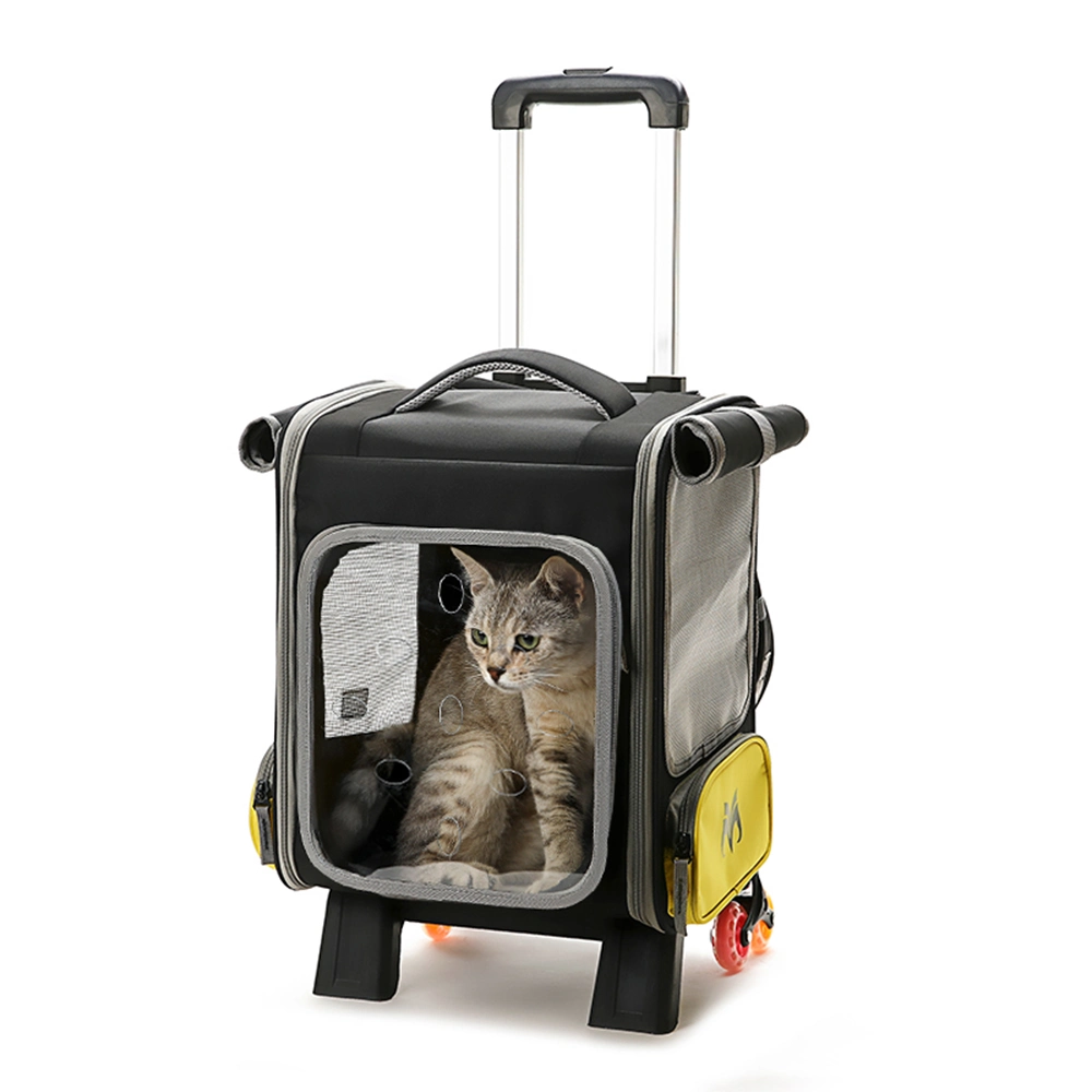 Large Capacity Detachable Backpack Trolley Pet Dog Cat Carrier with Wheels