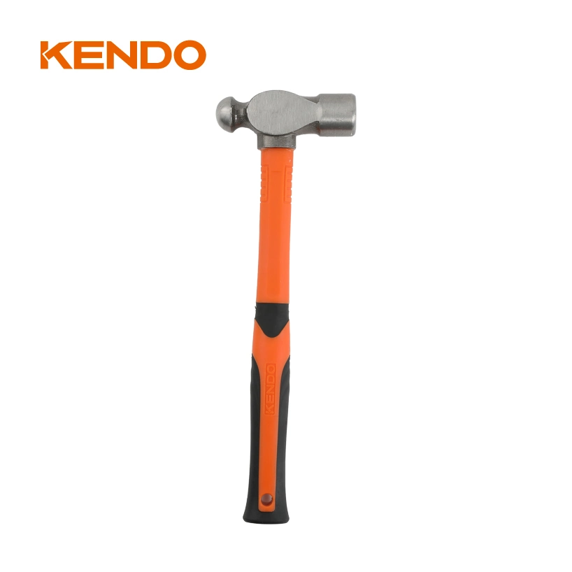 Kendo Fiberglass Handle Ball Pein Hammer with Ergonomic Fiberglass Handle with Lanyard Hole