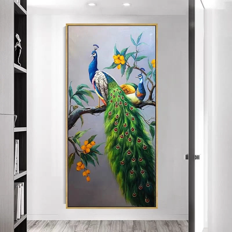 Colorido Peacock 3D Wall Art Diamond DOT Painting Sala de estar Decoração