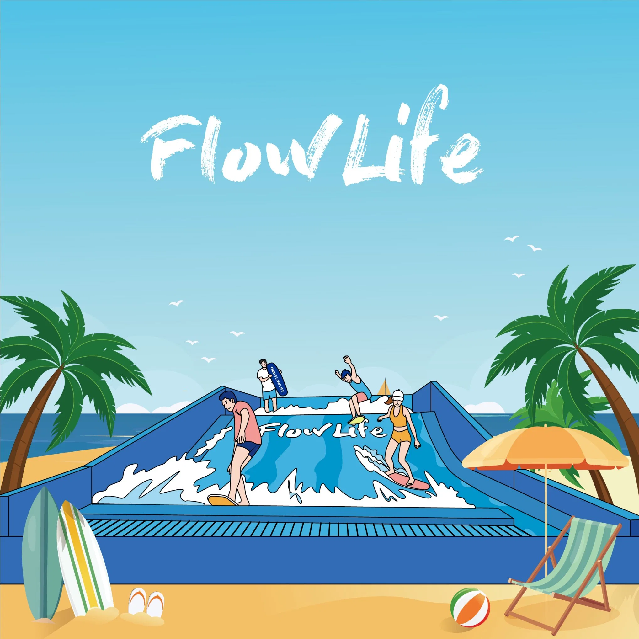 Flowlife Children Playground Water Sport Playground Outdoor Water Park Theme Wave Pool Surf Simulator