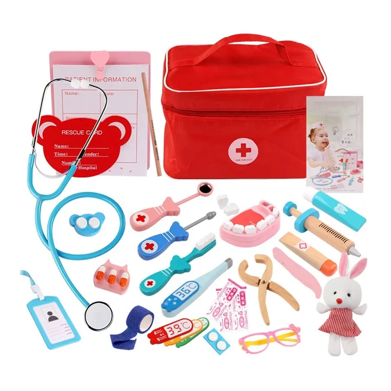 Educational Toy Children Intellectual Kids Colorful Interesting Pretend Playset Simulation Medical Toy Kids Doctor Pretend Play Kit Wooden Medical Tool