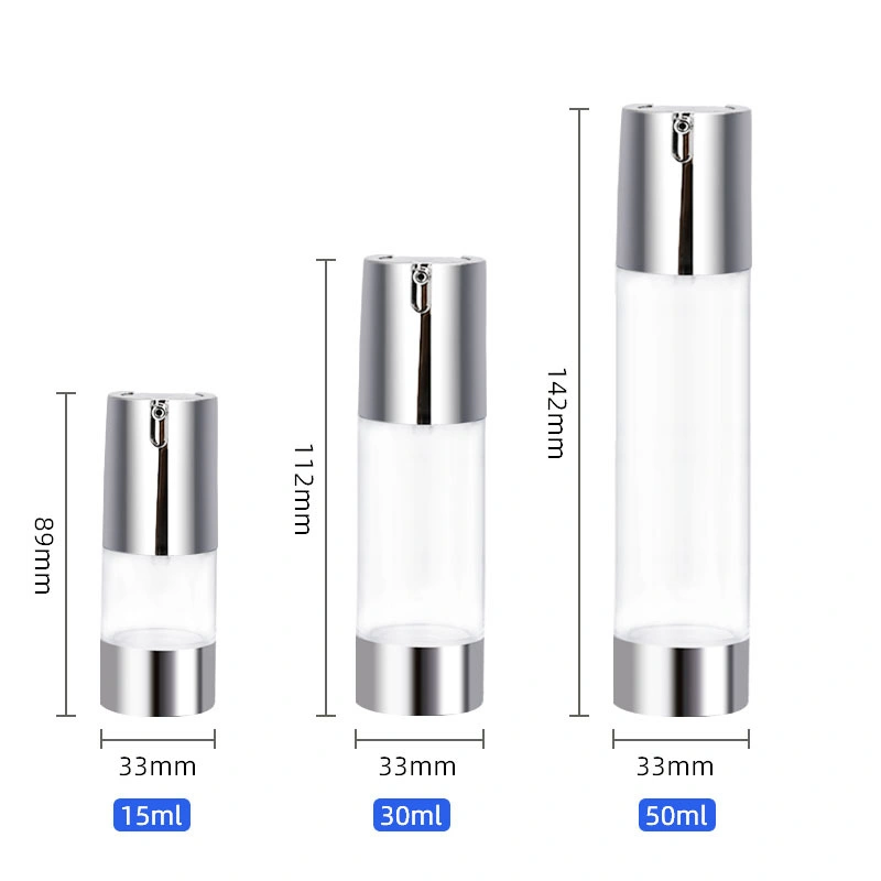 Refillable U Style Plastic Vacuum Airless Bottles Lotion Foundation Bottles 15/30/50ml