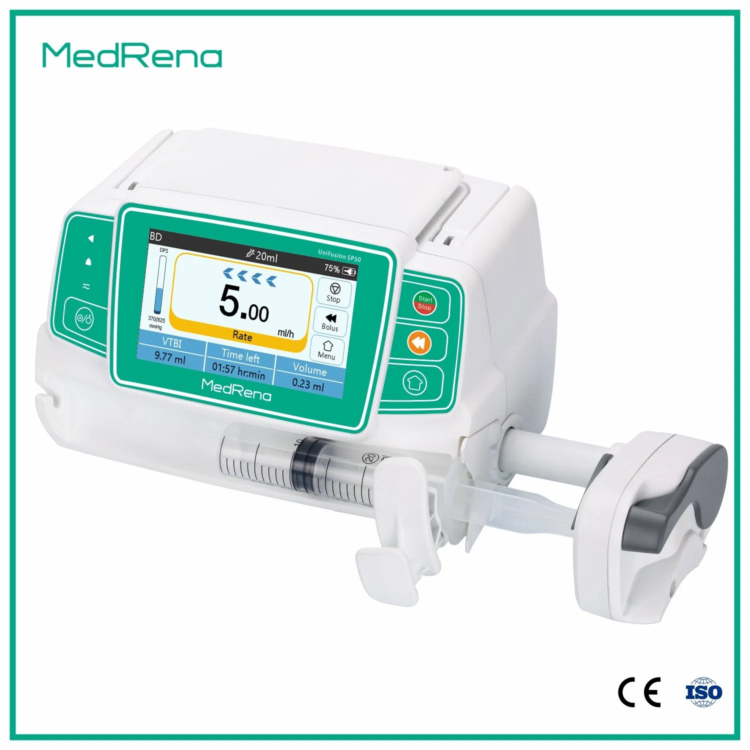 Los Instrumentos Quirúrgicos del Hospital de la bomba de infusión de jeringa Equipo Médico (UniFusion SP50).