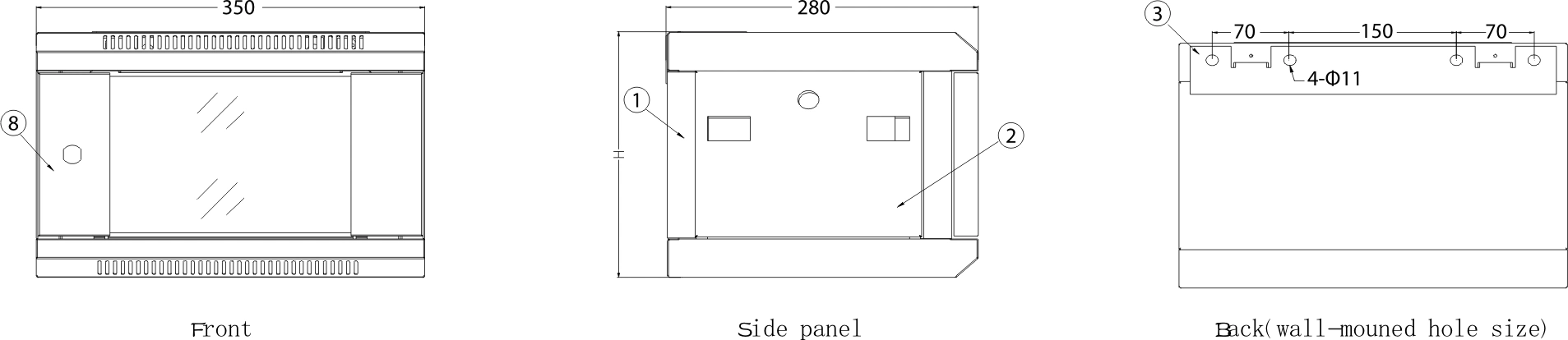 10 Inch 4u, 6u, 9u, 12u Glass Door Walll Mount Cabinet, Sohu Cabinet, Server Cabinet, Wall Mount Cabinet