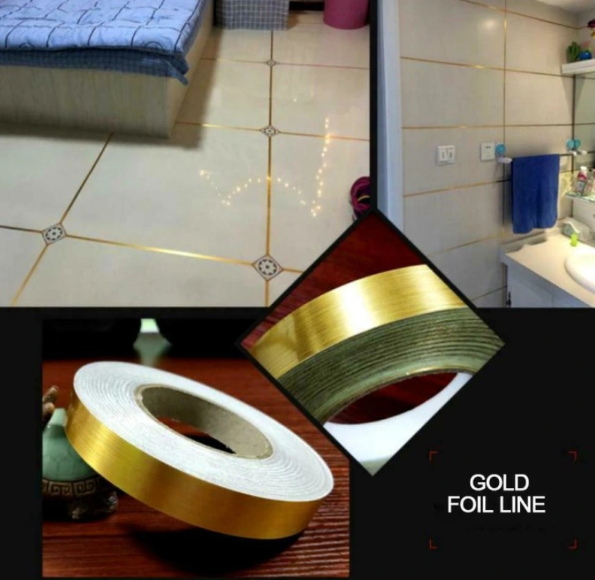 Golden Foil Tile Stickers Decoration Tape Wall