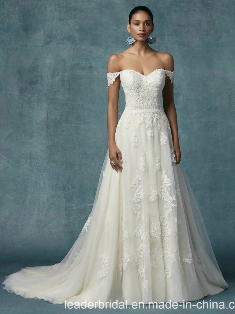 A-Line Wedding Dress off Shoulder Beading Bridal Gowns M9032