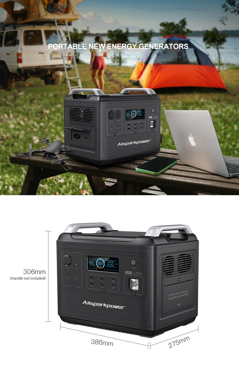 Großhandel OEM Backup Alle Powers 2000W Wireless zwei-Wege-Schnellladung Solar Generator Hohe Kapazität Outdoor Tragbare Kraftwerk