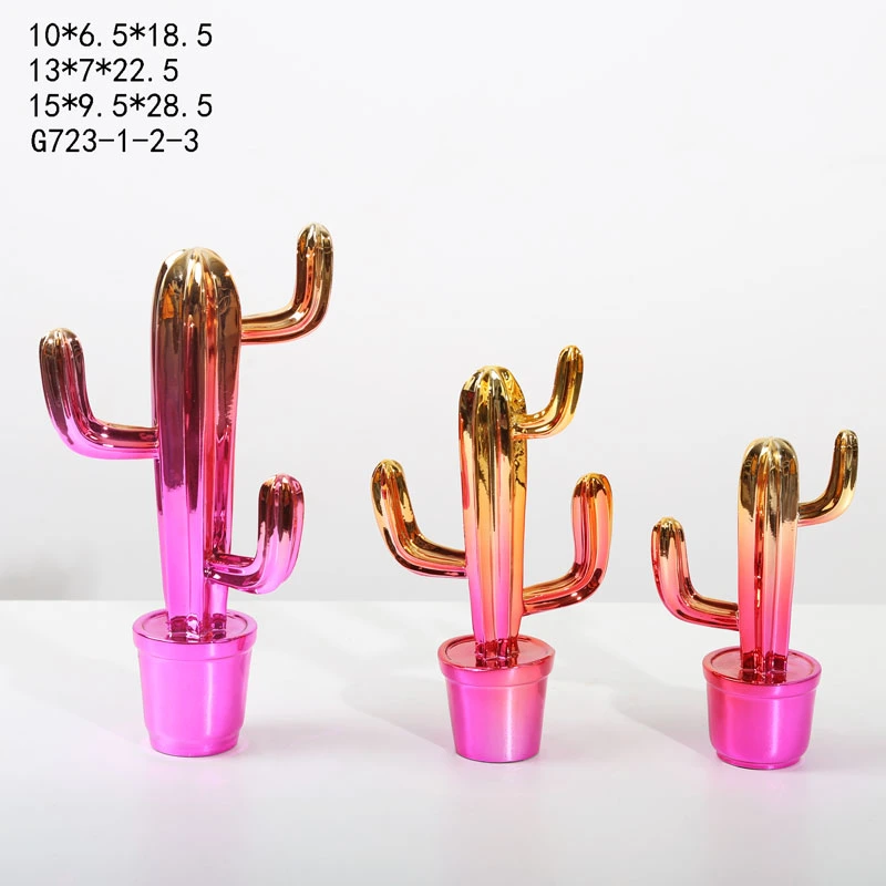 Electroplating Cactus Handmade Resin Crafts for Home and Office Decoration