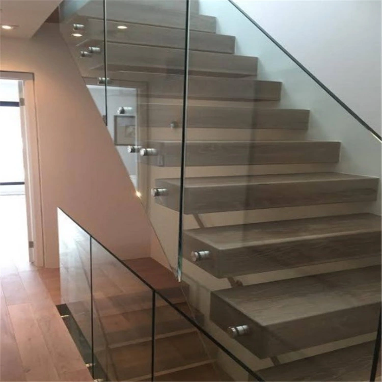 Stainless Steel Wood Staircases Stringer with Build Floating Glass Staircase