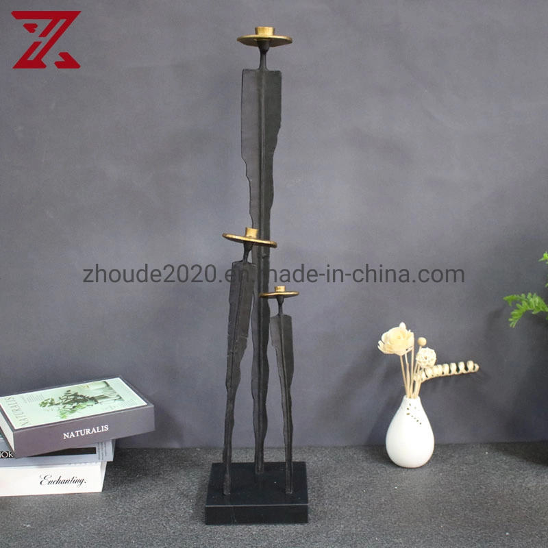 Modern Simple Three Hermit Figure Sculpture with Hat High Leg Metal Craft Ornaments for Home Table Romantic Decoration