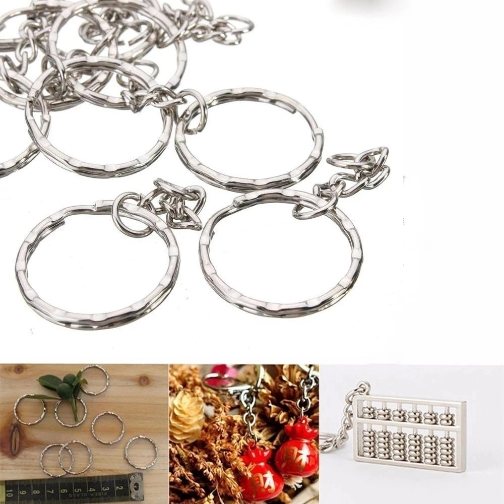 Versilbertes Leeres Schlüsselanhänger Schlüsselanhänger Schlüsselanhänger Mit Geteiltem Ring Schlüsselanhänger Aus Metall Halteringe Frauen Männer DIY Schlüsselanhänger Schlüsselanhänger Zubehör