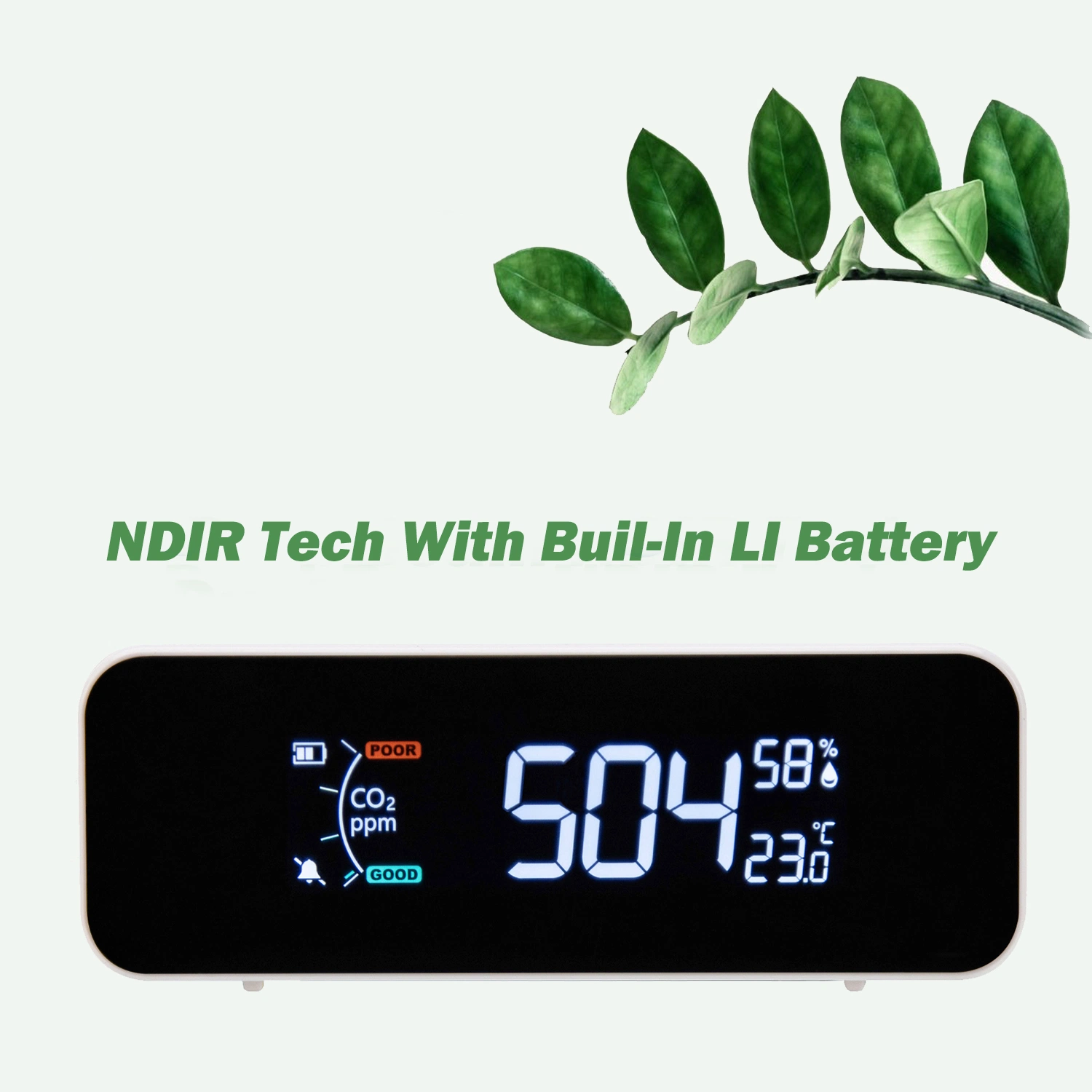 Mini Carbon Dioxide Detector CO2 Temperature Humidity Monitor with Li Battery