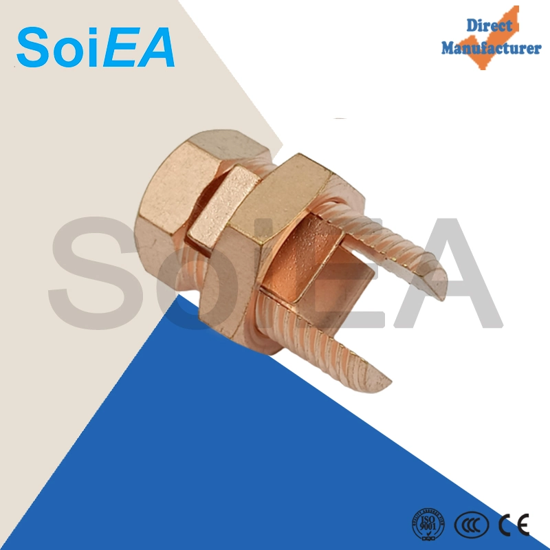 Bronze Split Bolt Earth Rods and Accessories Copper Coated Bolt Connector Hexagonal Bolt Brass Stud Split Bolts Grounding Clamp