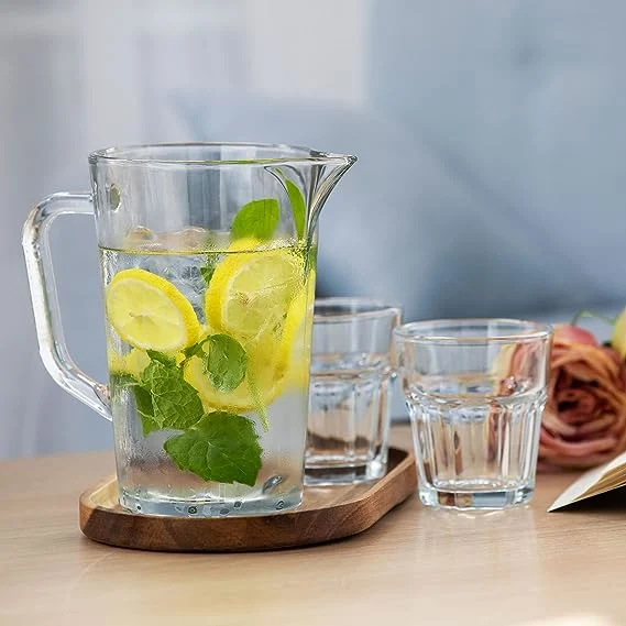 Glass Carafe Water Carafe with Handy Handle1000ml/ 1800 Ml Water Jug, Transparent Beer Pitcher