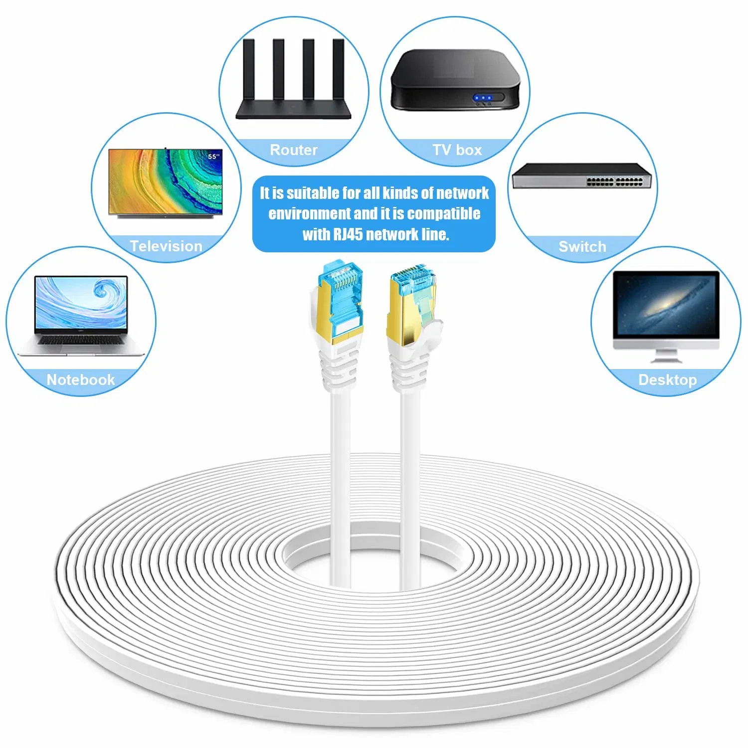 Cat7 Class 7 Network Cable Oxygen Free Copper Computer Network Cable Broadband Line Twisted Pair Signal Cable