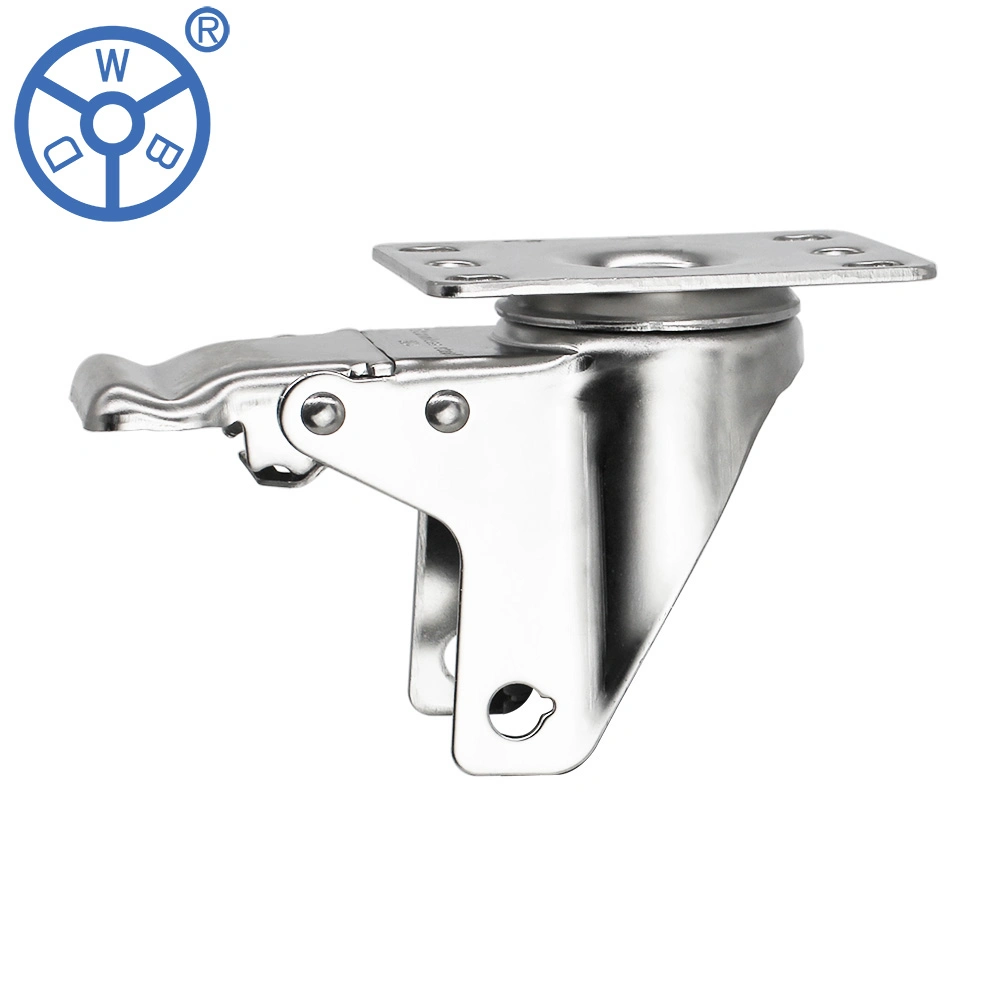 Wbd 4 6 8 Inch 100 150 200mm Stainless Steel Swivel Double Brake Heavy Duty Industrial Caster Wheel Bracket Fork Housings