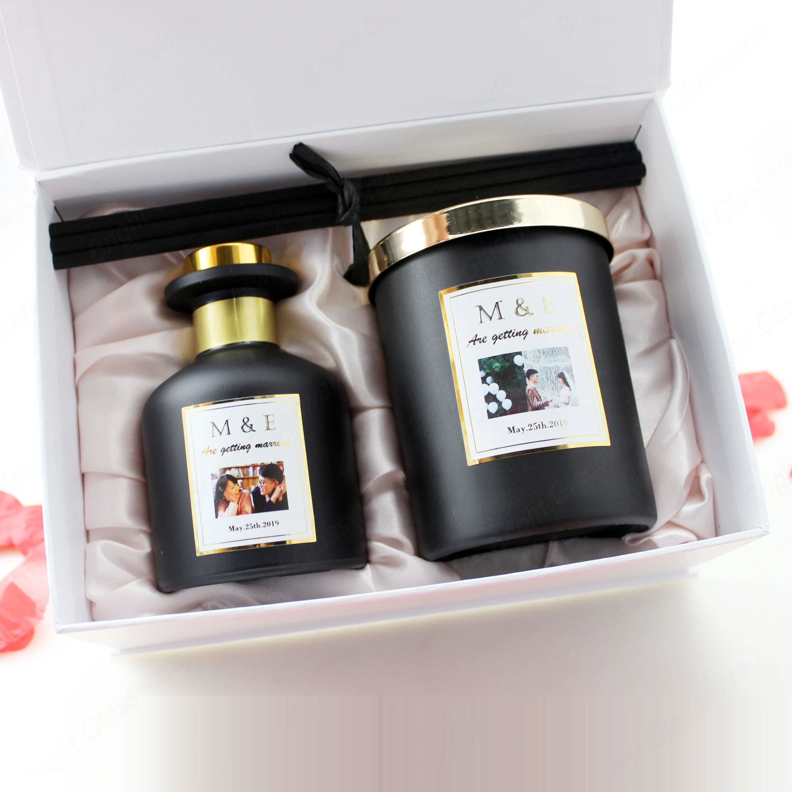 Luxury-7oz-100ml-Mattle-Black-Diffuser-Candle Set for Weeding Gift