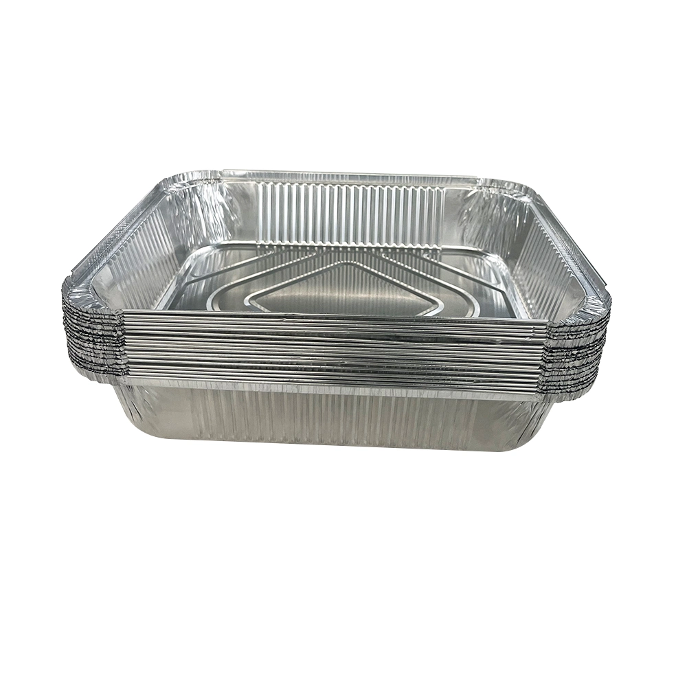 Manufacturer Factory Food Packaging Use Alu Tin Takeaway Container Silver Rectangular Airline Aluminum Foil Meal Prep Tray