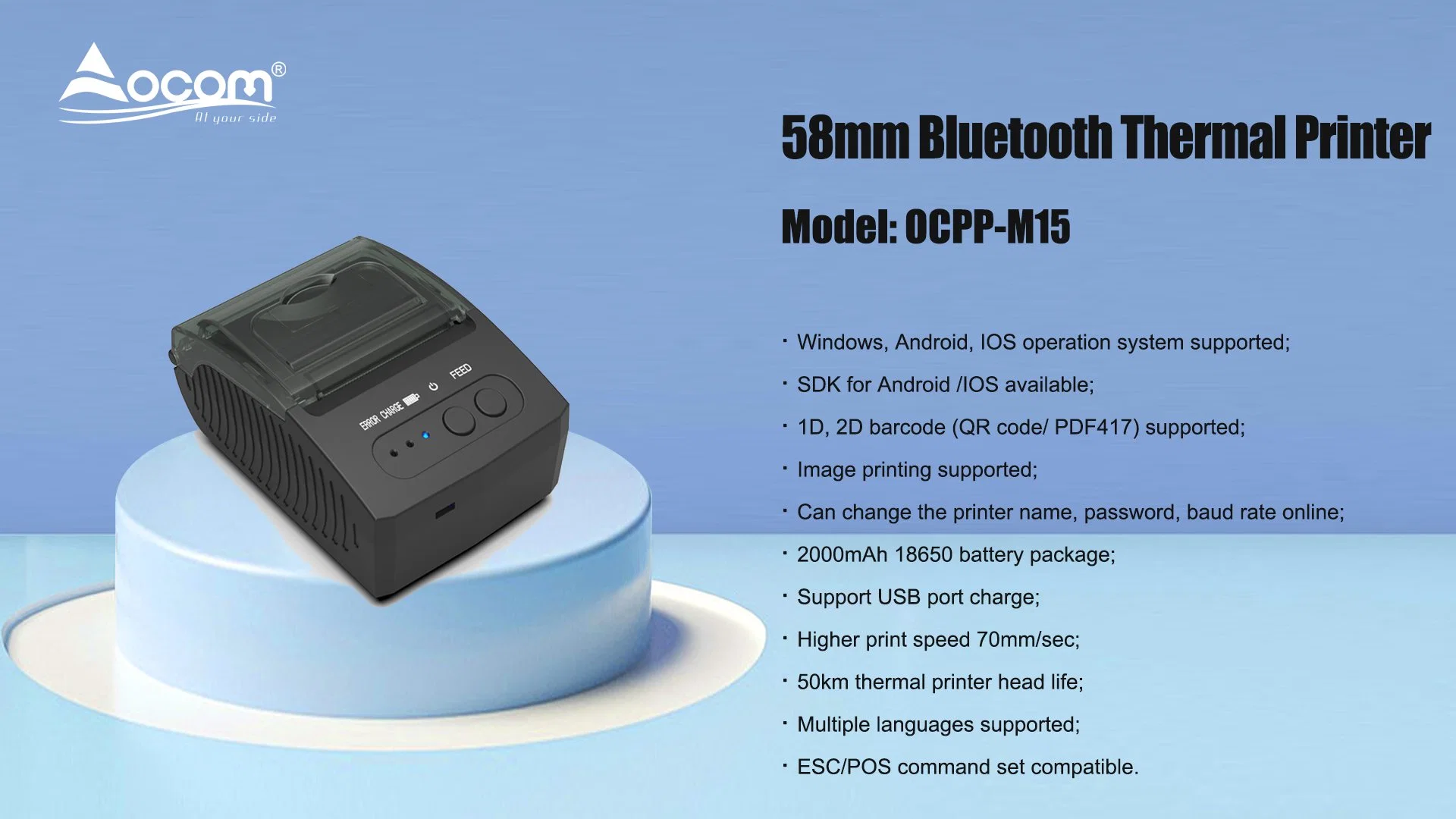 Impressora térmica portátil mini Bluetooth de 58mm de preço baixo POS Mobile Printer Impresora Termica.