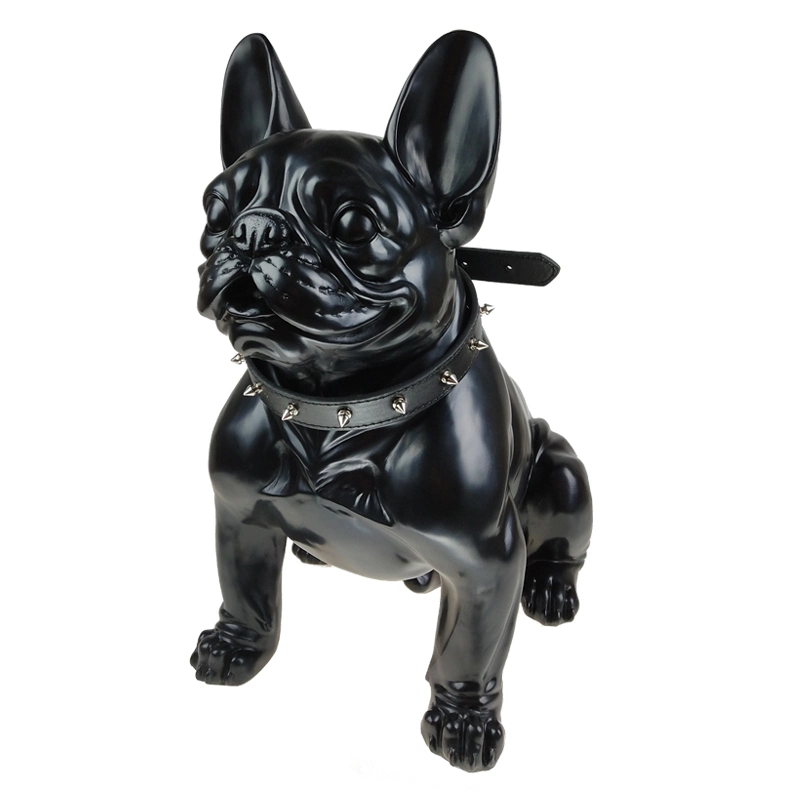 Polyresin mano pintada realista Estatua decoración en forma de perro resina Francés Bulldog