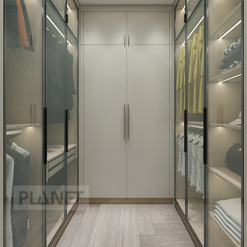 Toda la casa diseño de metal personalizados Muebles de Dormitorio Vestidor armario bastidor de aluminio puerta de cristal