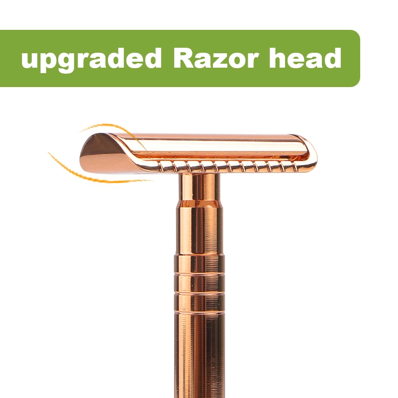 Cheaper Price Safety Razor Rose Gold Women&prime; S Shaving Brass Handle Shaving Razor for Ladies Smooth Wet Shaving Experience