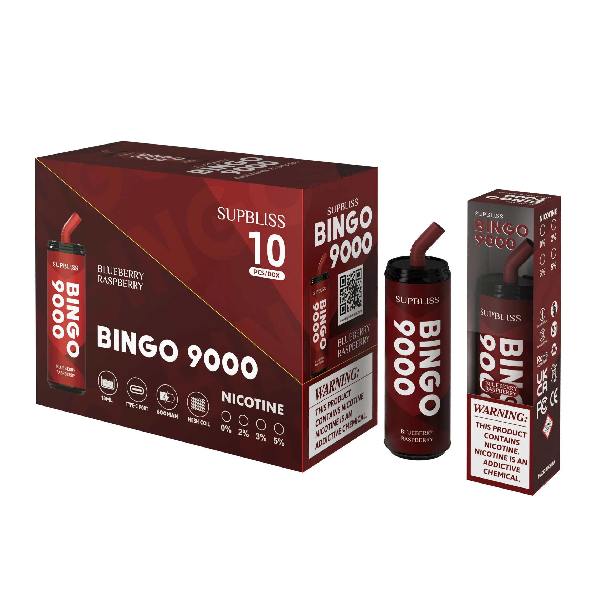 Mayorista/Proveedor desechable Ecig Fumot Supliss Bingo 9000 VAPE con malla Bobina