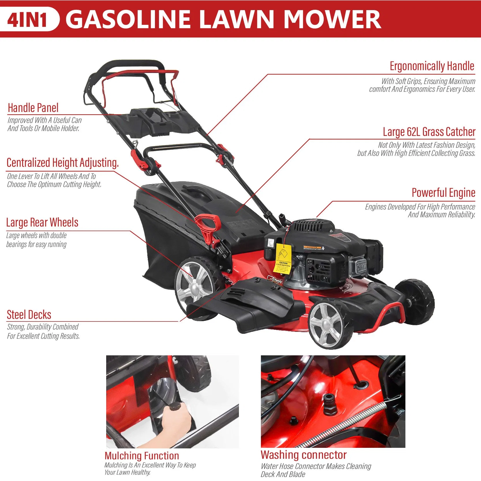 Self Propelled 4 Stroke Petrol Tank for Loncin Lawn Mower Commercial Grass Cutter