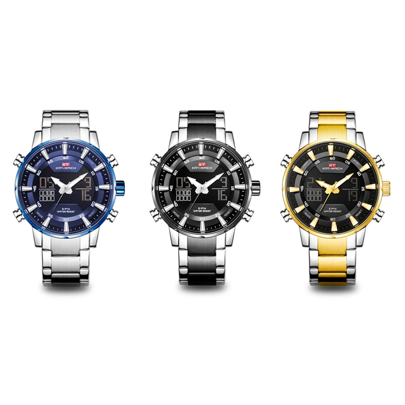 Black Color Dual Time Hot Sale Guangzhou Watches Men Sport Fashion Gift Watch