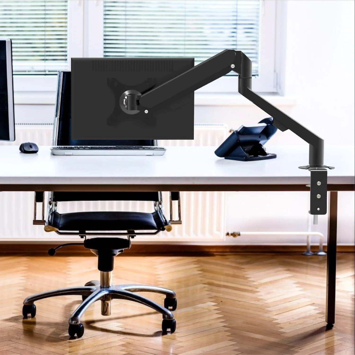 Adjustable Monitor Desktop TV Mount with Single Monitor Arm