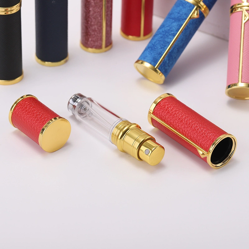 5ml Leather Mini Travel Size Perfume Refillable Atomizer with Bottom-Filling Valve Spray Bottles Refill Black White Sprayer