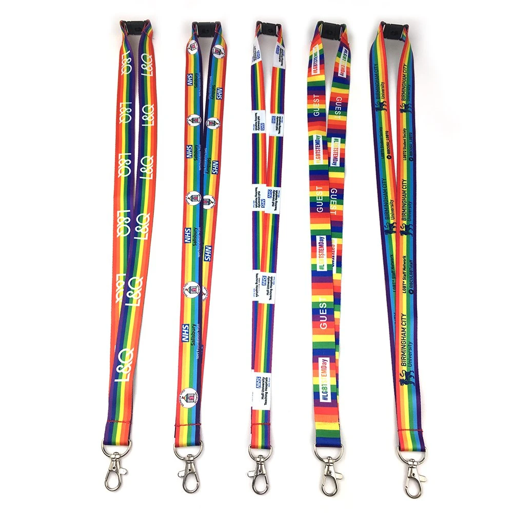 Factory Direct Sale Custom Rainbow Lanyard Neck Strap for ID Card Badge Holder