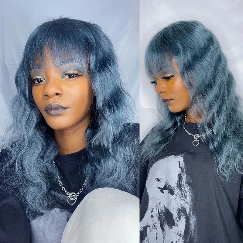 Curly Hair Extensions in Blue Gray