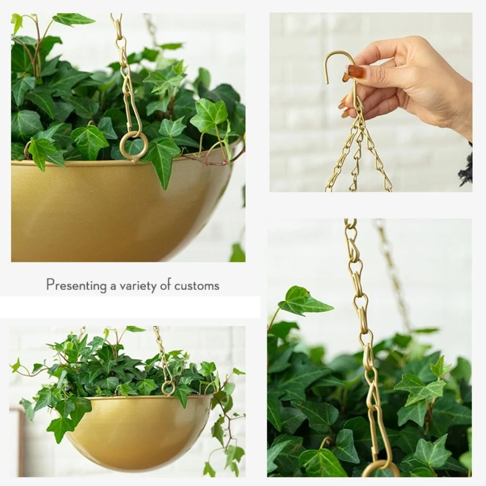 Plant Pot Hanging Planter Flowerpot Golden Hanger Iron Flower Storage Container Lawn House Bl19939