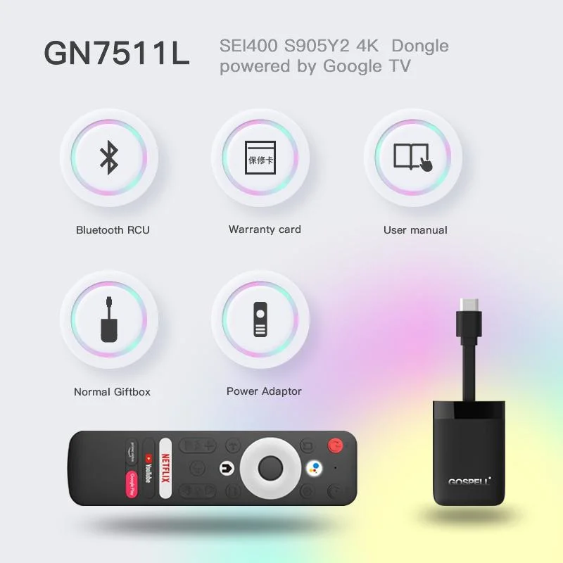 Beliebte 4K H/D Smart TV Dongle kleiner TV Stick Android 10 S905y2 Quad Core LPDDR4 2GB+8GB 2,4G&amp;5G Dual WiFi mit Remote