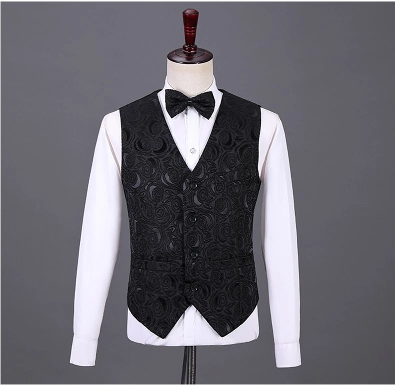 Men Jacket Three-Piece Wool Suits, Green Fruit Collar, Groom Wedding Dress, Self-Cultivation Youth Show Host Formal Apparel Made in China