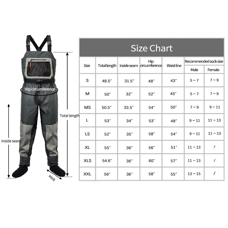 Cracking Breathable Waterproof Full-Body Diving Fabric Chest Waders