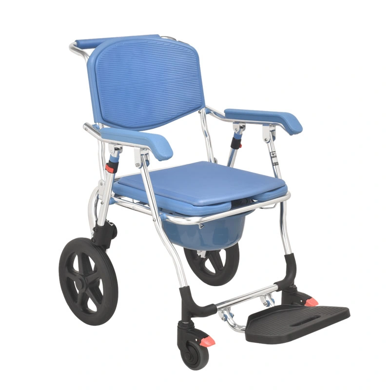 Folding Aluminum Commode Bath Chair Comfortable Seat Small Size