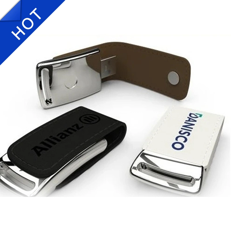 Unidade Flash USB 2.0 3.0 em couro com Memory Stick USB