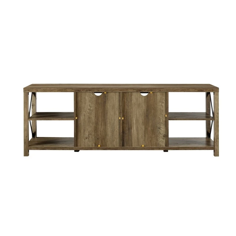 Living Room Furniture Reclaimed Barnwood Wooden TV Stand with Glass Door for Tvs up to 78 Inches