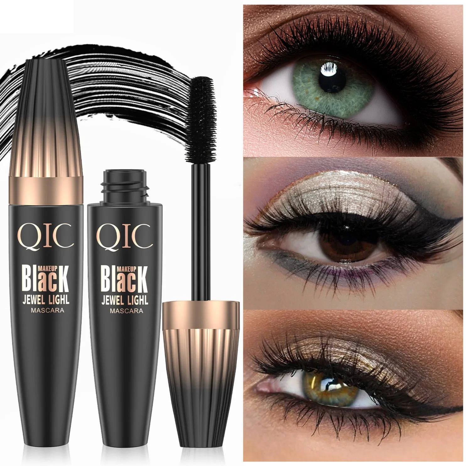 Qic Fengying 4D ojo negro resistente al agua suave maquillaje