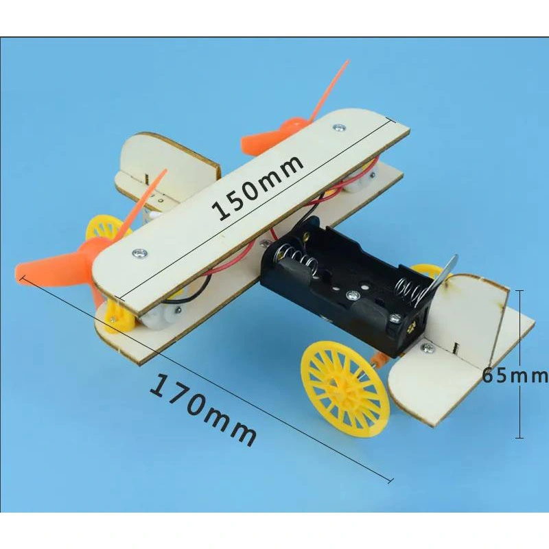 Avion-taxi biplan en bois à monter soi-même, jouet à vapeur pour avion en bois et bricolage en bois.