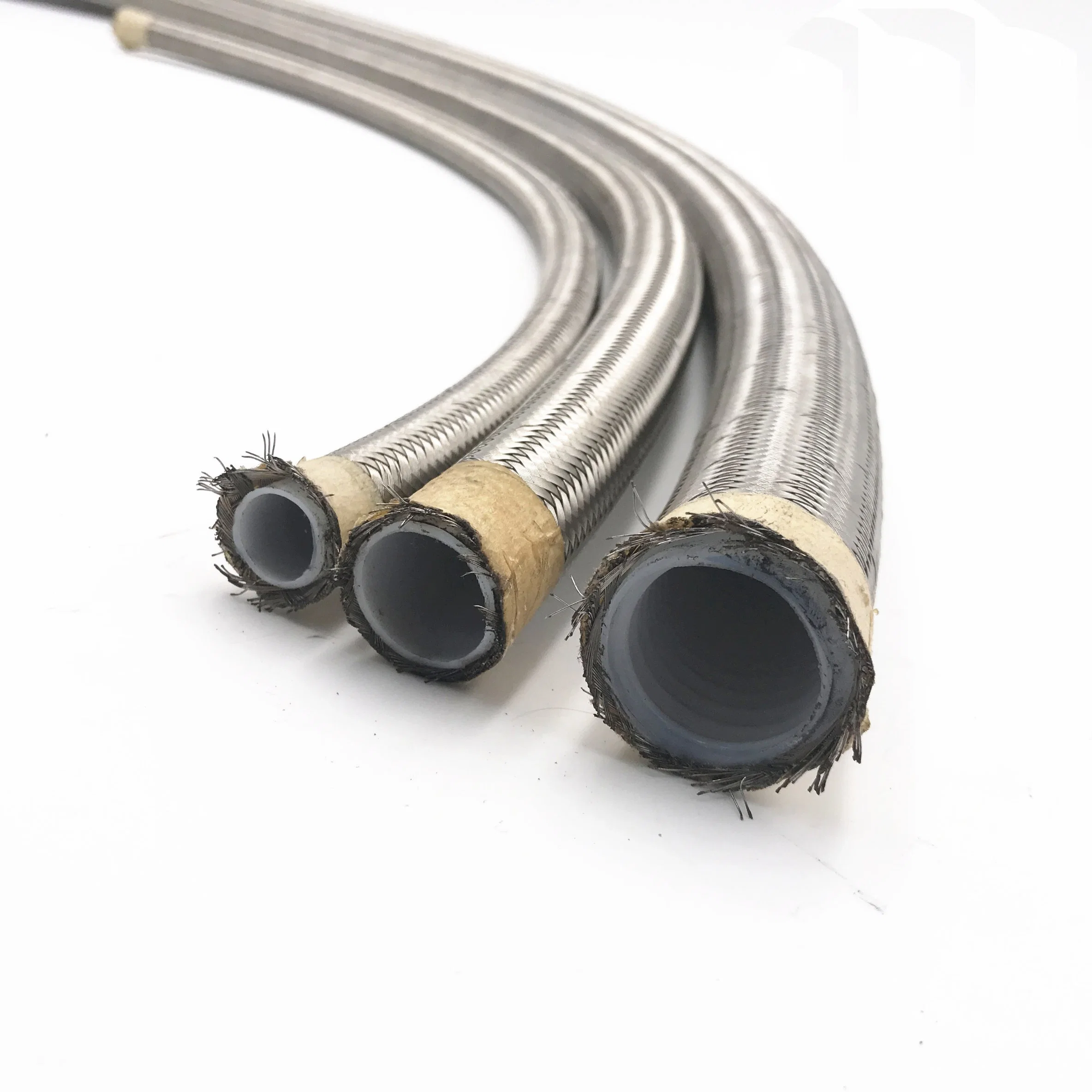 An4 1 Meter an Racing Fuel Hose Stainless Steel Braided PTFE Brake Fuel Oil Line Hose Pipe Silver