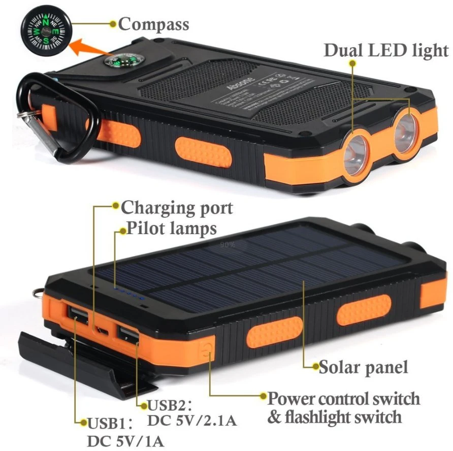 Outdoor Waterproof Mobile Phone Charging 20000mAh Solar Power Bank Wireless Charger