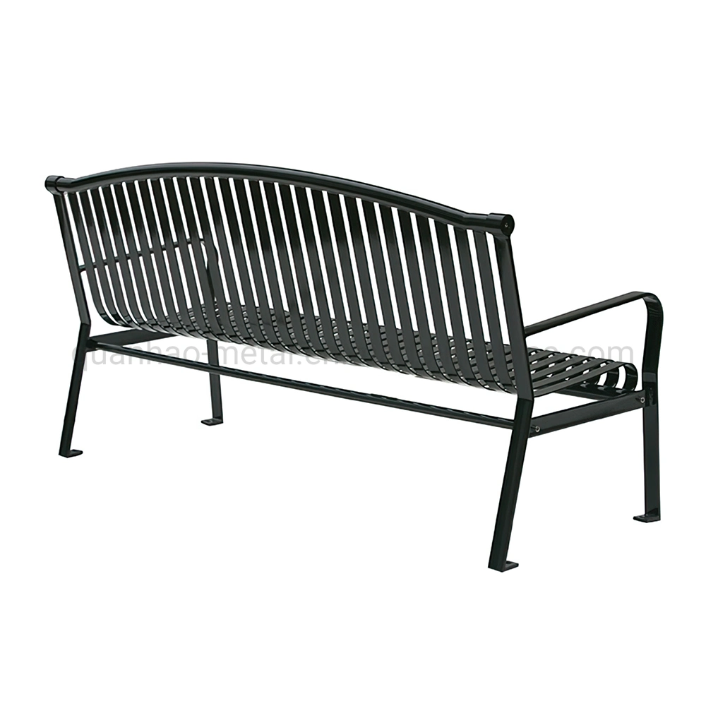 OEM Outdoor Black Coated Street Furnishing Steel Benches for Garden Park