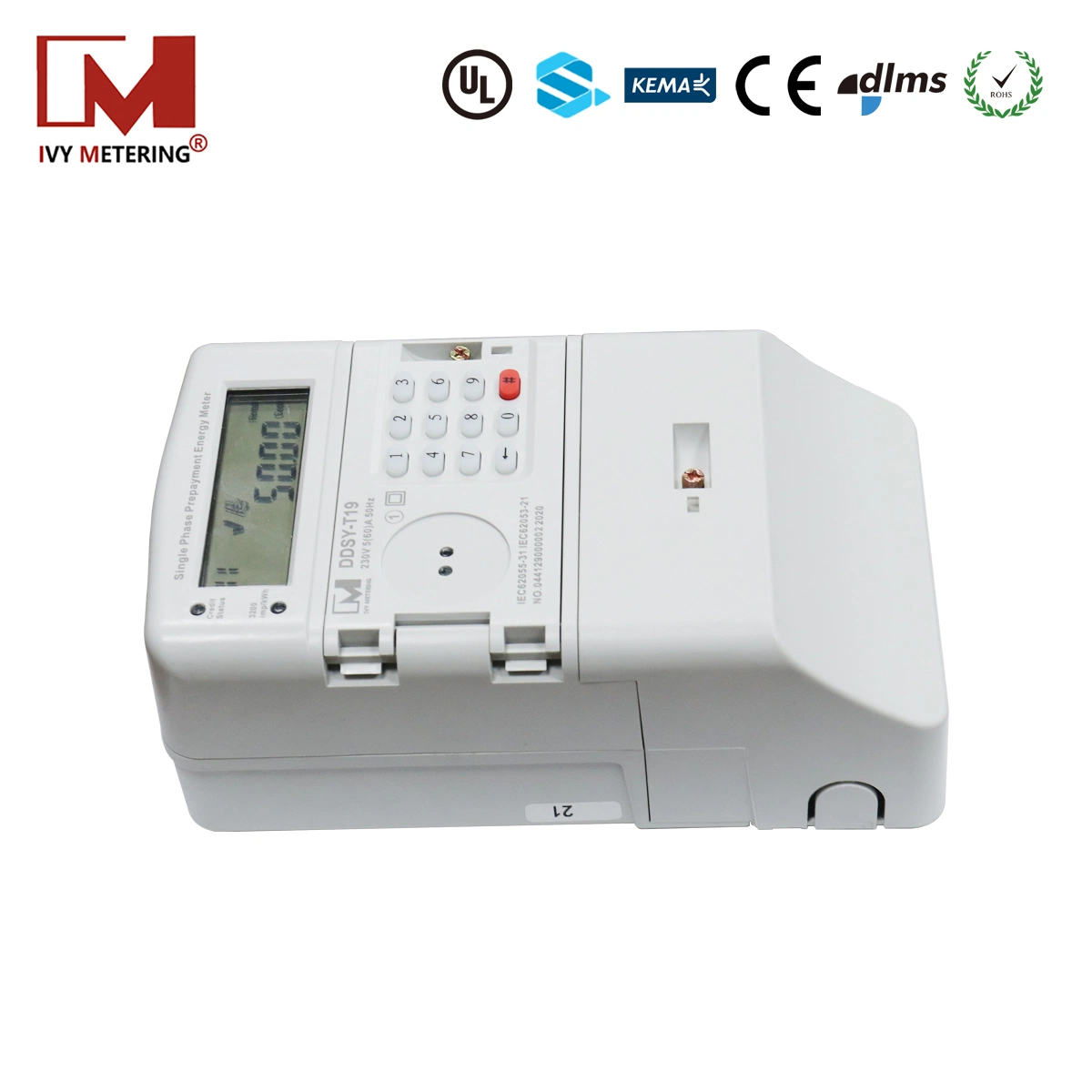 Phase unique GPRS Kwh Smart Compteur d'électricité prépayées 100A 50Hz