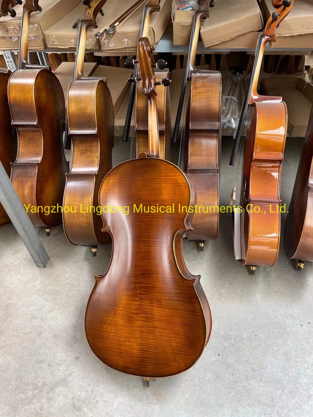 Professional Hand Made Flamed Cello Made in China